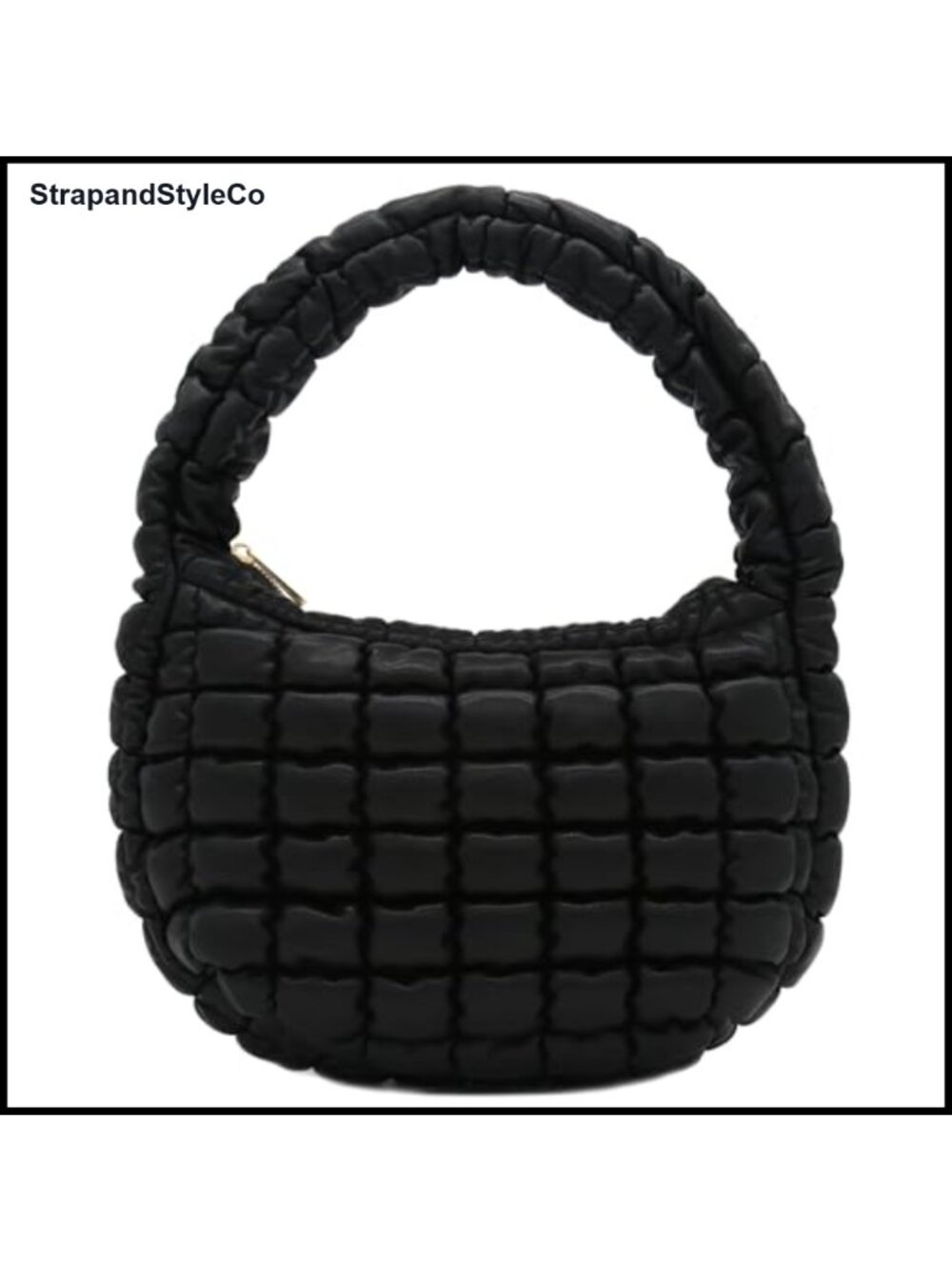 Quilted PU Leather Crescent Puffer Hobo Shoulder Bag